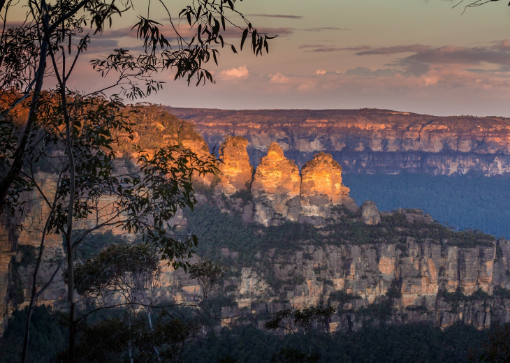 Blue mountains et Three sisters au coucher du soleil