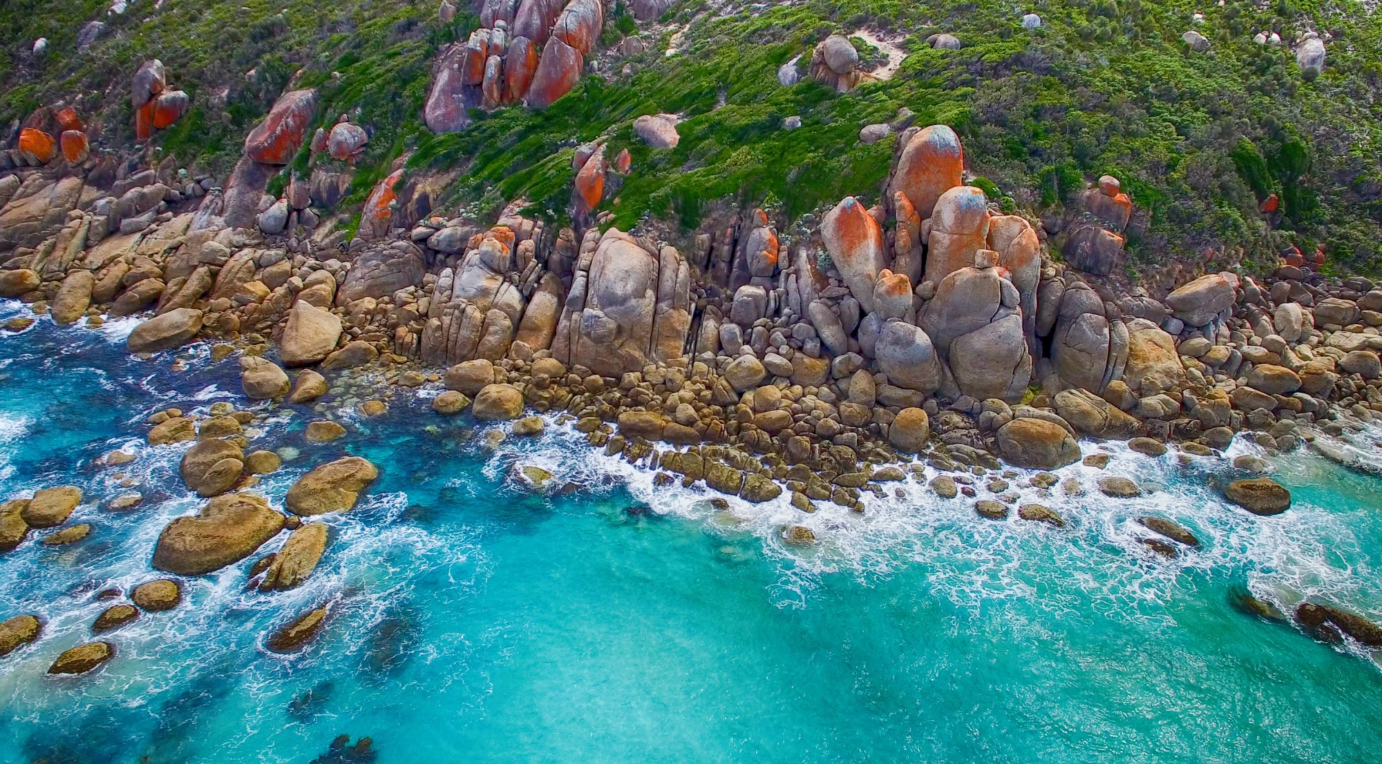 Vue aérienne sur le bord de mer des Wilsons Promontory